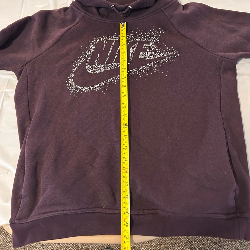 NIKE Womens LG Long Sleeve Hoodie Pullover Purple Silver Accents Funnel Neck - Picture 8 of 11